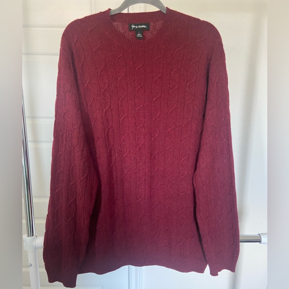 Cashmere John W. Nordstrom Men's 100% Cashmere Crewneck Sweater - Burgundy